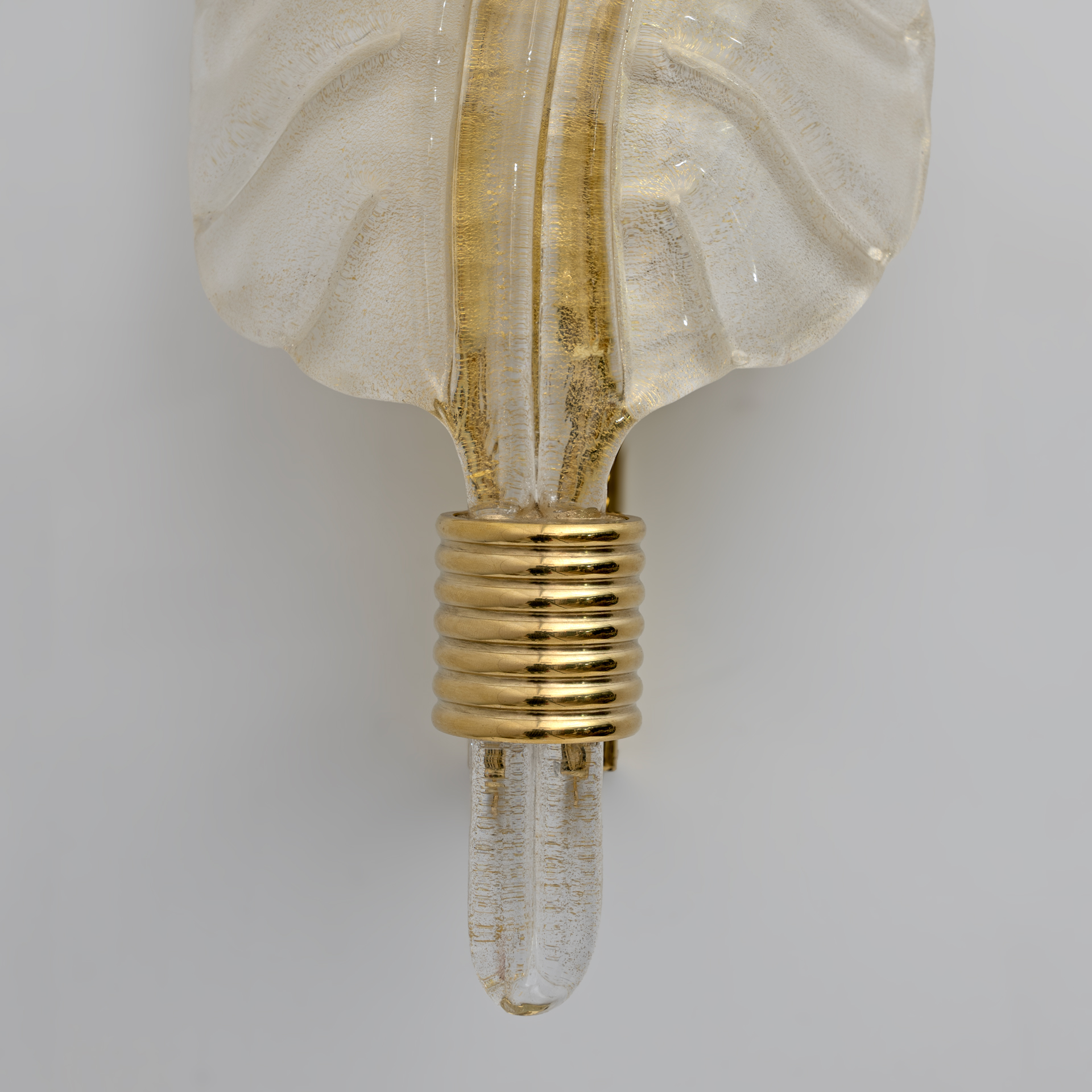 Pair of Barovier & Toso Style Mid-Century Modern Murano Glass Gold Leaf Sconces