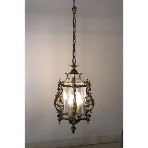 Vintage Bronze and Glass Lantern, 1980s