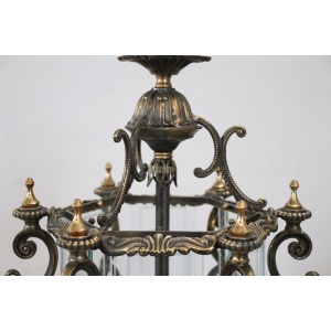 Vintage Bronze and Glass Lantern, 1980s