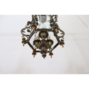 Vintage Bronze and Glass Lantern, 1980s