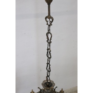 Vintage Bronze and Glass Lantern, 1980s