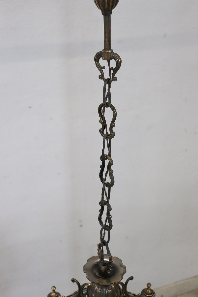 Vintage Bronze and Glass Lantern, 1980s