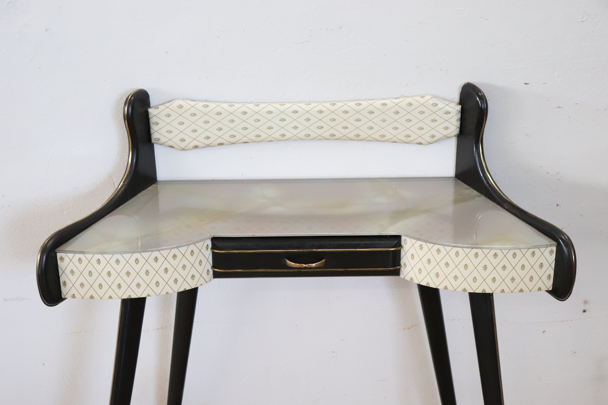 Console Table in Wood and Glass Top, 1950s