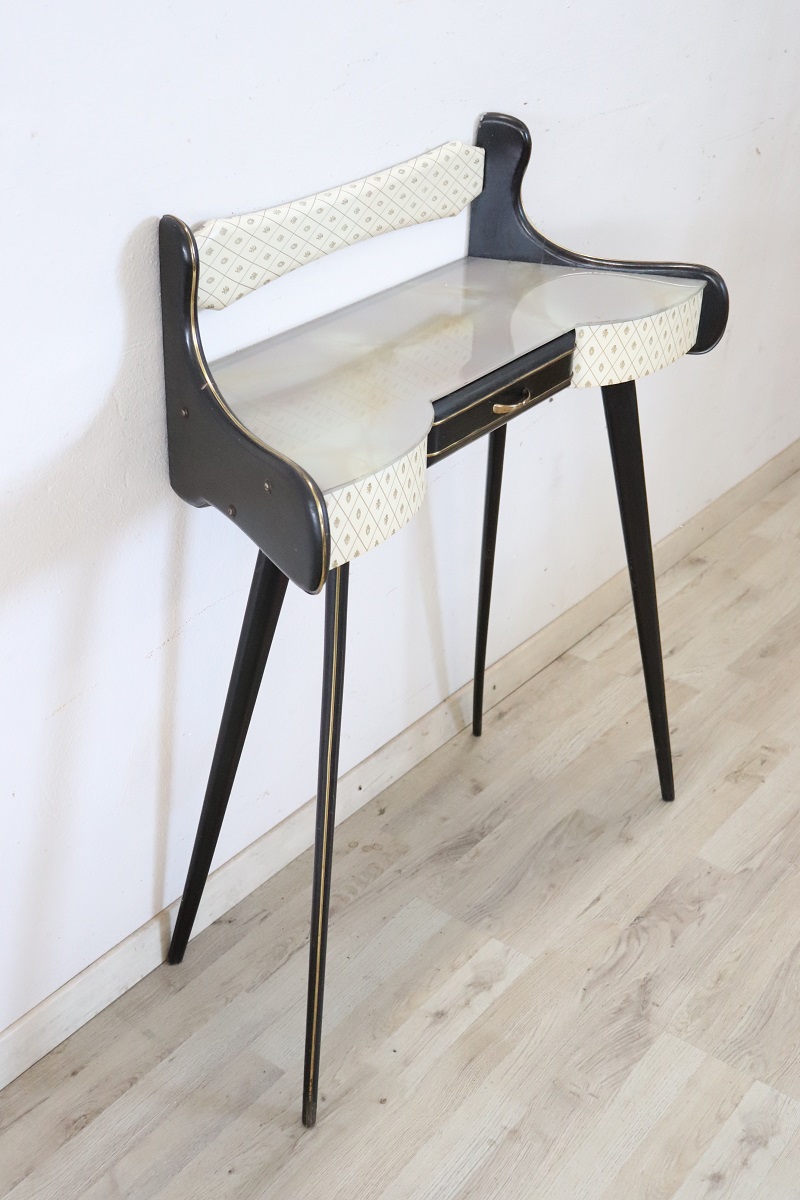 Console Table in Wood and Glass Top, 1950s