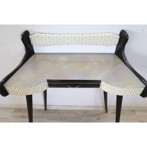 Console Table in Wood and Glass Top, 1950s