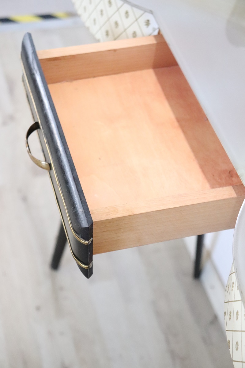 Console Table in Wood and Glass Top, 1950s