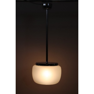 Opaline Glass and Chrome Pendant Light, 1960s