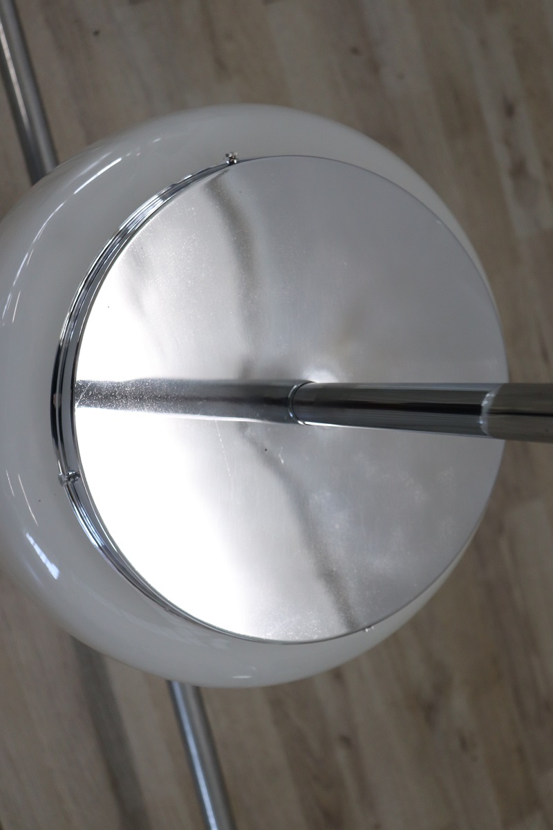 Opaline Glass and Chrome Pendant Light, 1960s