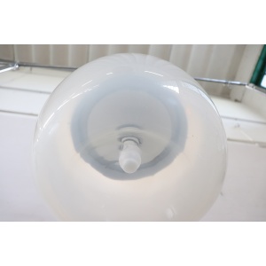 Opaline Glass and Chrome Pendant Light, 1960s