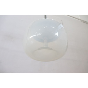 Opaline Glass and Chrome Pendant Light, 1960s