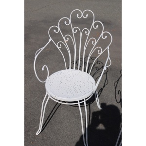 Garden Set in White Iron with Table and Armchairs, 1970s