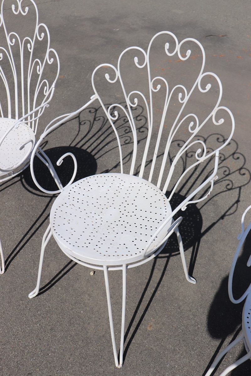 Garden Set in White Iron with Table and Armchairs, 1970s