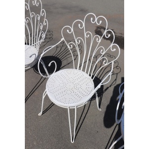 Garden Set in White Iron with Table and Armchairs, 1970s