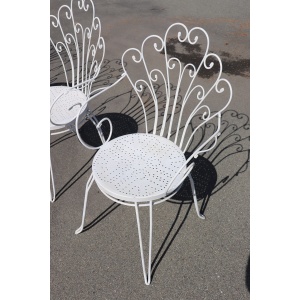 Garden Set in White Iron with Table and Armchairs, 1970s
