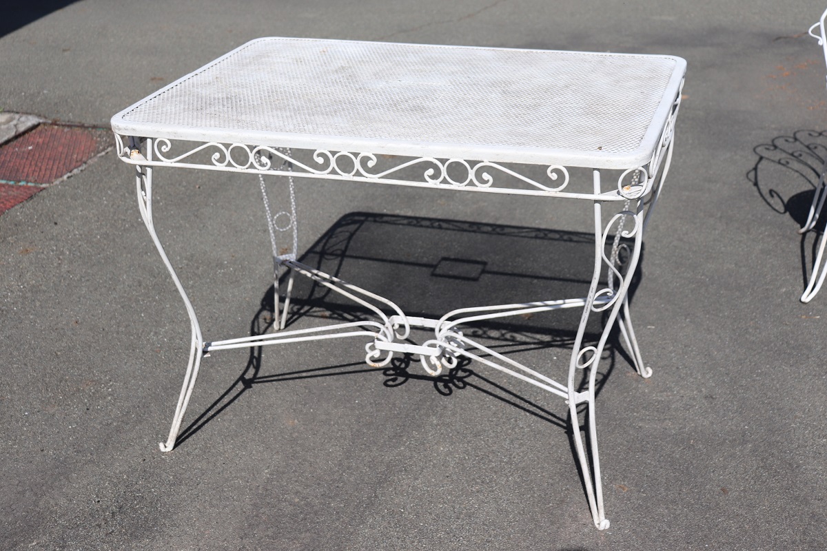 Garden Set in White Iron with Table and Armchairs, 1970s