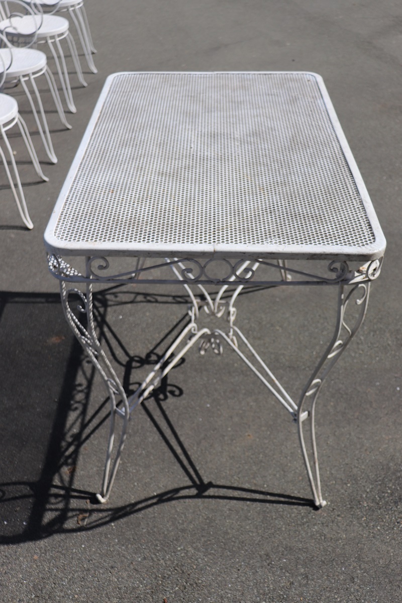 Garden Set in White Iron with Table and Armchairs, 1970s