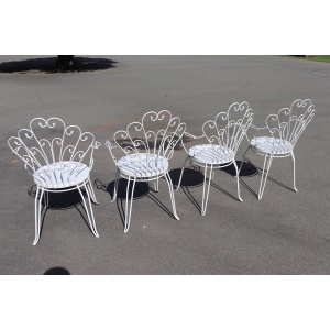 Garden Set in White Iron with Table and Armchairs, 1970s