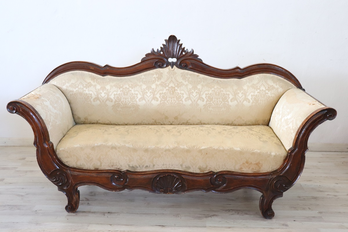 Mid 19th Century Carved Walnut Sofa