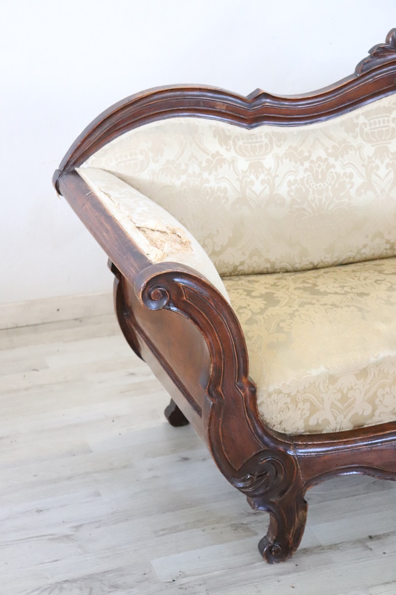 Mid 19th Century Carved Walnut Sofa