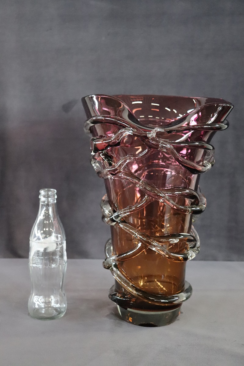 Large Italian Vase in Murano Art Glass, 1980s