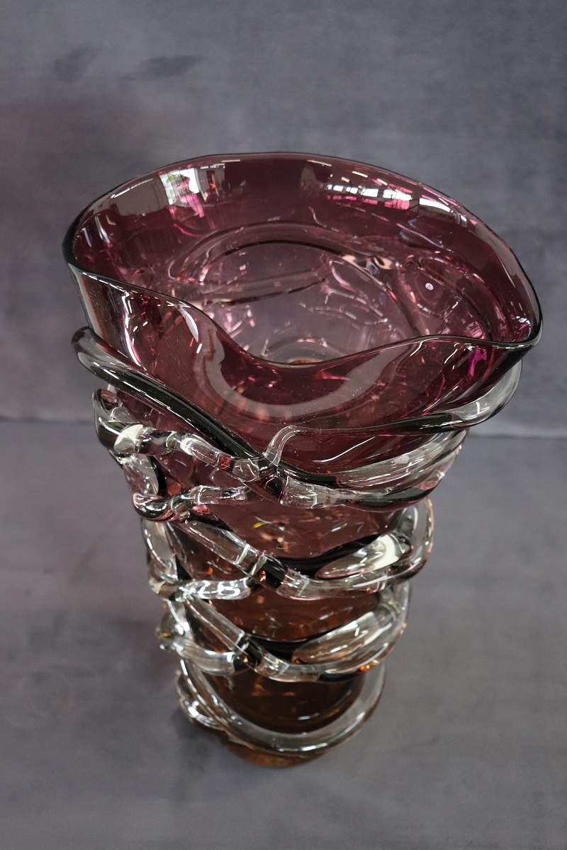 Large Italian Vase in Murano Art Glass, 1980s