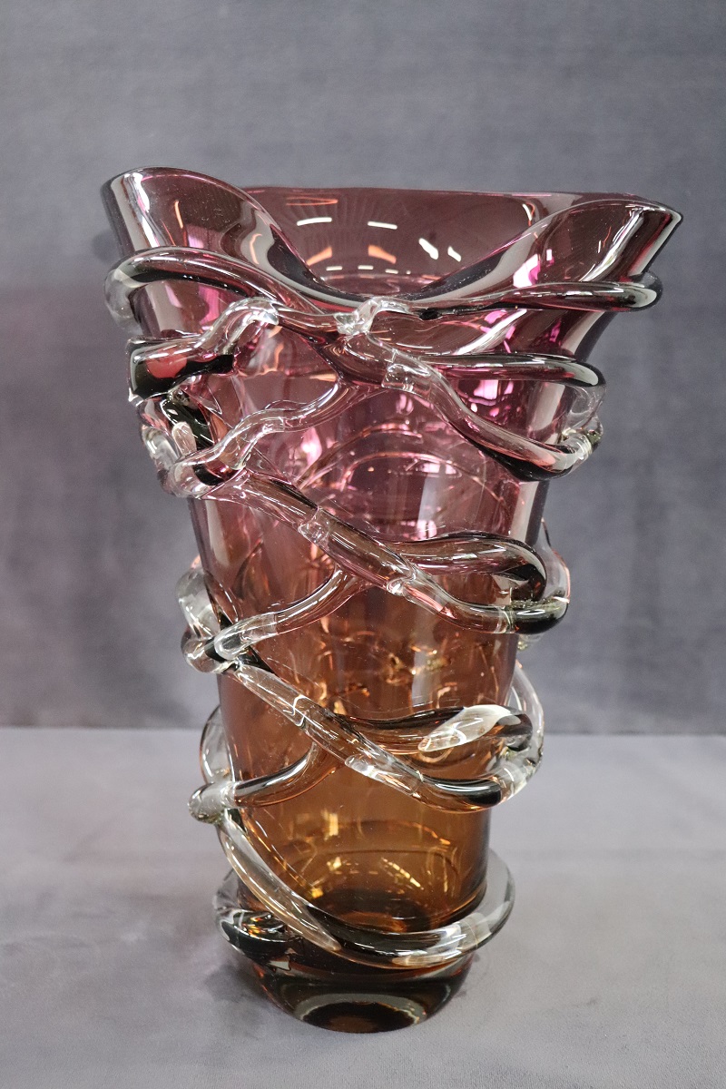 Large Italian Vase in Murano Art Glass, 1980s