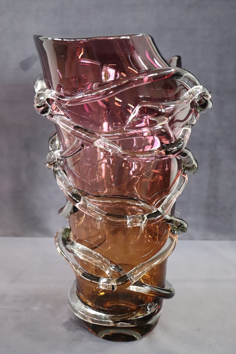 Large Italian Vase in Murano Art Glass, 1980s