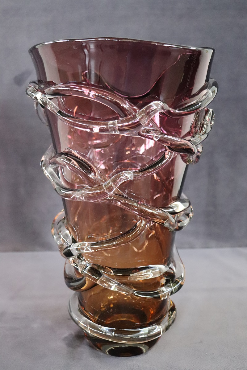 Large Italian Vase in Murano Art Glass, 1980s