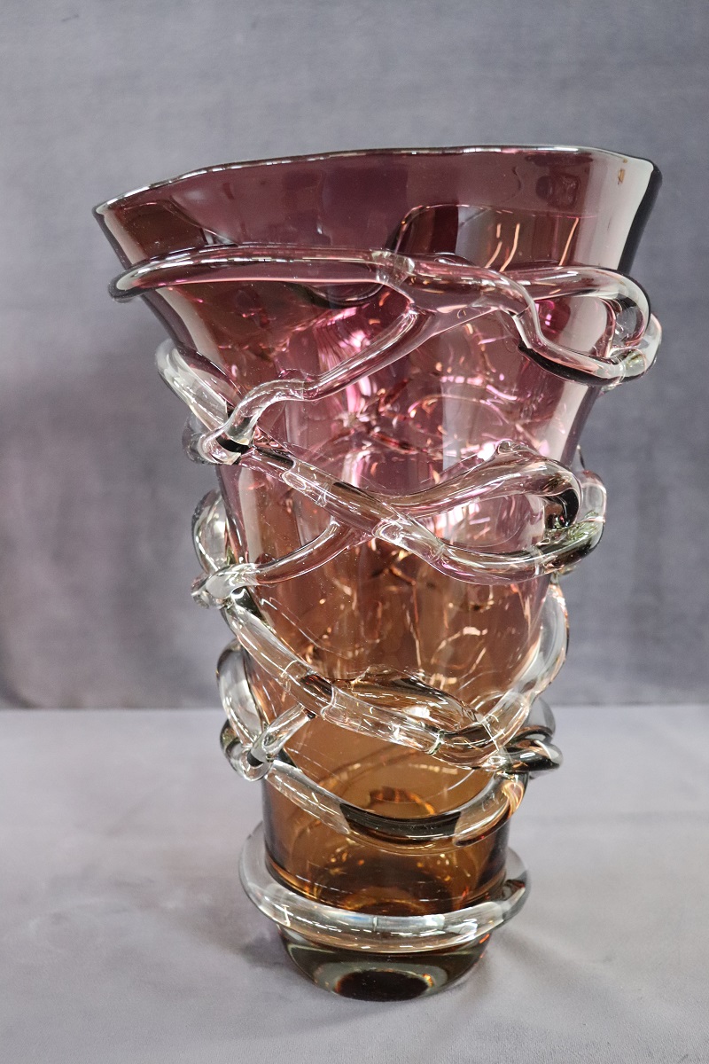 Large Italian Vase in Murano Art Glass, 1980s