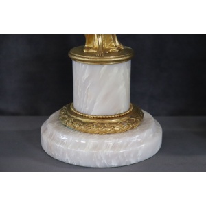 Sculptural Figures, Gilt Bronze On Alabaster Bases, Early 20th Century, Set Of 2