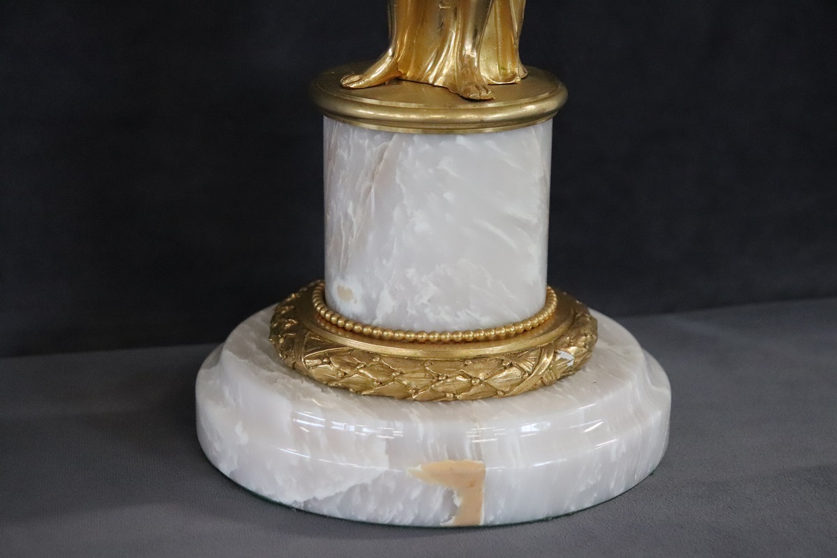 Sculptural Figures, Gilt Bronze On Alabaster Bases, Early 20th Century, Set Of 2