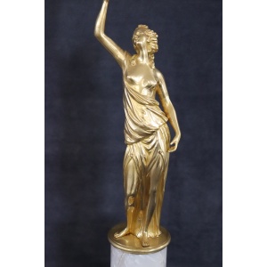 Sculptural Figures, Gilt Bronze On Alabaster Bases, Early 20th Century, Set Of 2