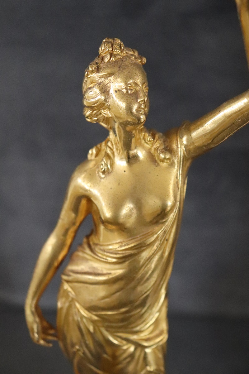 Sculptural Figures, Gilt Bronze On Alabaster Bases, Early 20th Century, Set Of 2