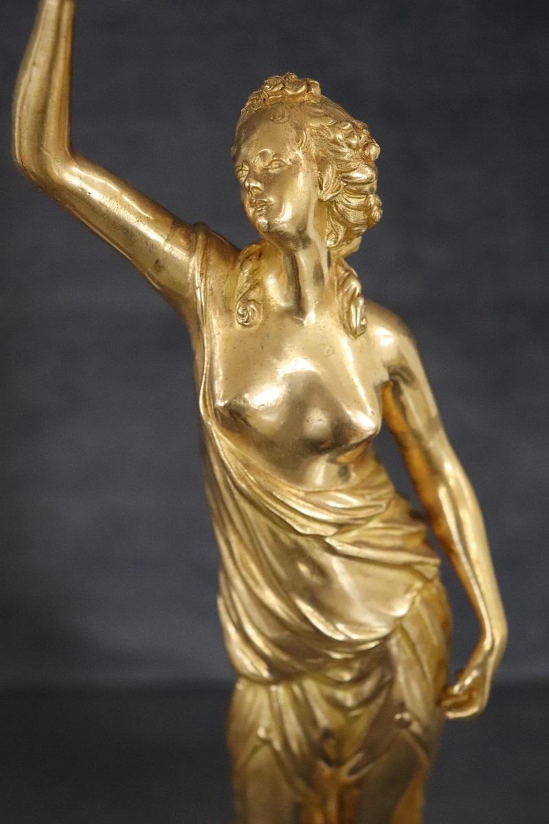 Sculptural Figures, Gilt Bronze On Alabaster Bases, Early 20th Century, Set Of 2
