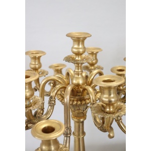Antique Gilt Bronze Candelabras with 11 Lights, Late 19th Century, Set of 2