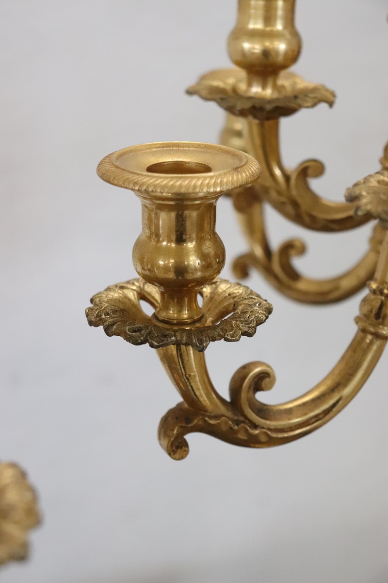 Antique Gilt Bronze Candelabras with 11 Lights, Late 19th Century, Set of 2