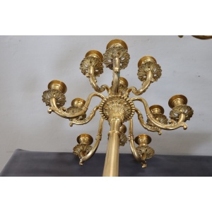 Antique Gilt Bronze Candelabras with 11 Lights, Late 19th Century, Set of 2
