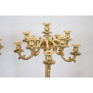 Antique Gilt Bronze Candelabras with 11 Lights, Late 19th Century, Set of 2