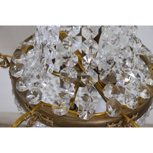Gilded Bronze And Crystal Antique Chandelier With 10 Bulbs, Late 19th Century