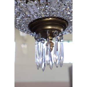 Gilded Bronze And Crystal Antique Chandelier With 10 Bulbs, Late 19th Century