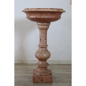 Hand Carved Stone Tub Holy Water Font, Early 20th Century