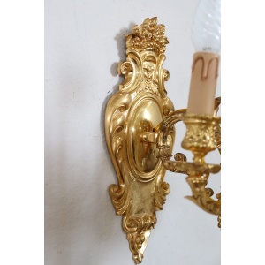 Sconces in Gilded Bronze with Five Bulbs Each, Set of 2