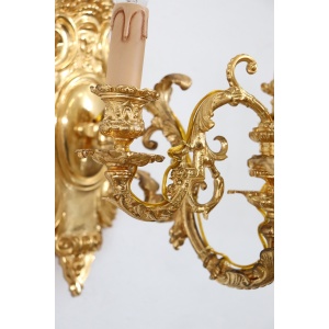 Sconces in Gilded Bronze with Five Bulbs Each, Set of 2