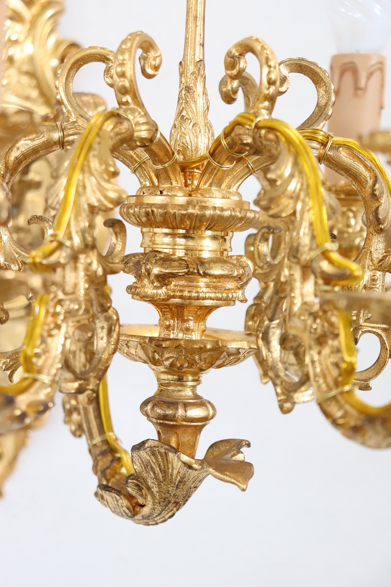 Sconces in Gilded Bronze with Five Bulbs Each, Set of 2