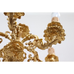 Sconces in Gilded Bronze with Five Bulbs Each, Set of 2