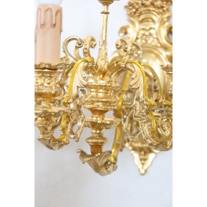 Sconces in Gilded Bronze with Five Bulbs Each, Set of 2