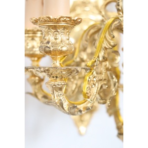 Sconces in Gilded Bronze with Five Bulbs Each, Set of 2