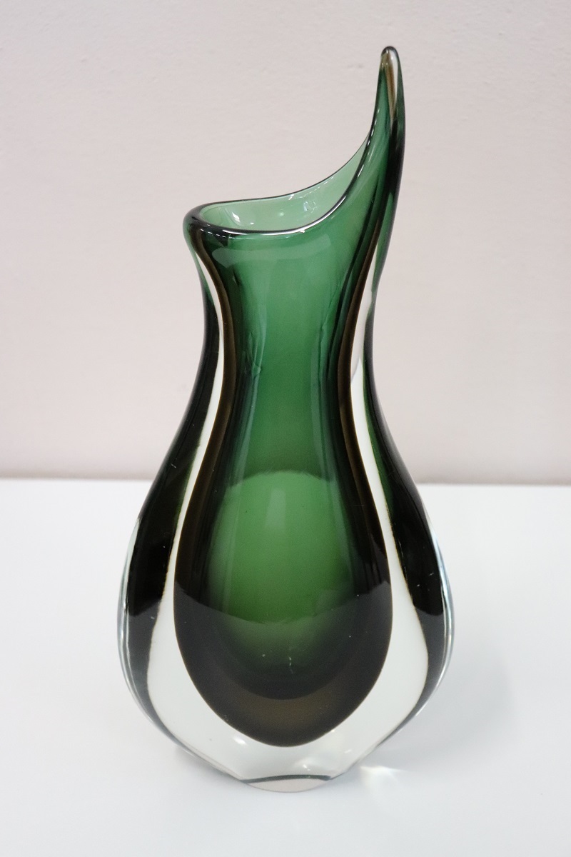 Tall Italian Vase In Murano Art Glass By Flavio Poli For Seguso, 1960s