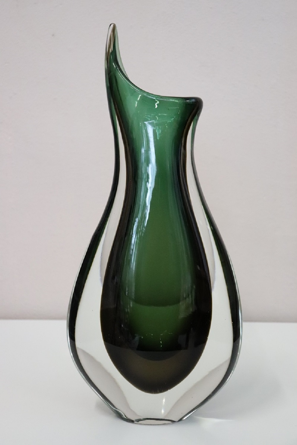 Tall Italian Vase In Murano Art Glass By Flavio Poli For Seguso, 1960s