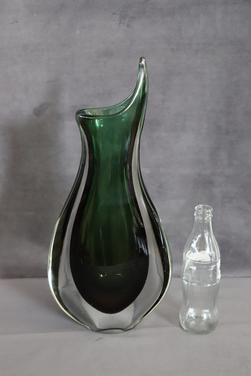 Tall Italian Vase In Murano Art Glass By Flavio Poli For Seguso, 1960s